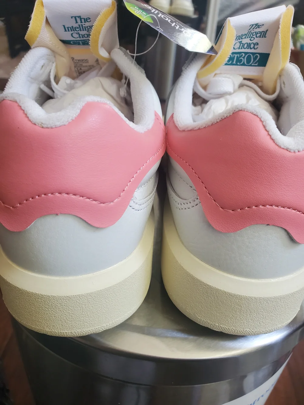 New Balance Kids White, Pink & Teal Retro Style Sneakers